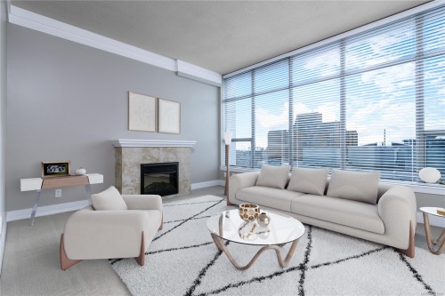 903-845 Yates St, Victoria, BC - Indoor Photo Showing Living Room With Fireplace
