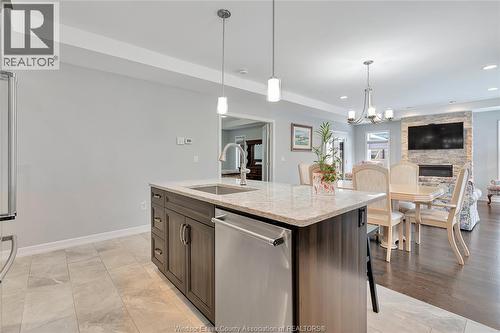 470 Old Colony Trail, Amherstburg, ON - Indoor Photo Showing Kitchen With Fireplace