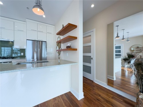 N312-1105 Pandora Ave, Victoria, BC - Indoor Photo Showing Kitchen With Double Sink