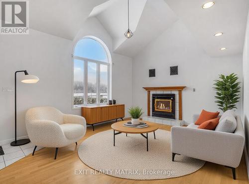 Virtually Staged - 1650 Gourley Road, East Hawkesbury, ON - Indoor Photo Showing Living Room With Fireplace