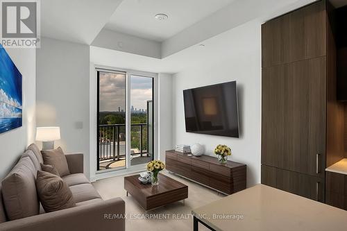 VIRTUALLY STAGED - 1203 - 220 Missinnihe Way, Mississauga, ON - Indoor Photo Showing Living Room