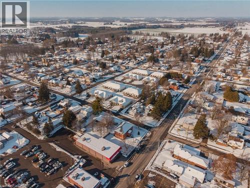 Snowy aerial view with a residential view - 4 Elgin Street W, Norwich, ON - Outdoor With View