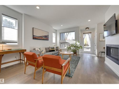 10411 144 St Nw, Edmonton, AB - Indoor Photo Showing Living Room With Fireplace