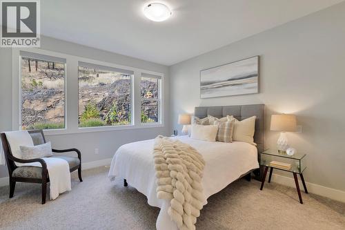 Primary bedroom with no neighbours in sight - 2594 Crown Crest Drive, West Kelowna, BC - Indoor Photo Showing Bedroom