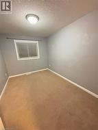 Carpeted empty room featuring a textured ceiling and baseboards - 