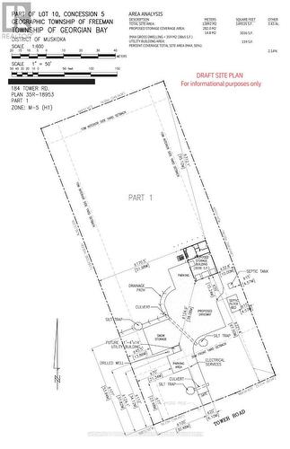 Draft Site Plan -  informational purposes only - 184 Tower Road, Georgian Bay (Freeman), ON 