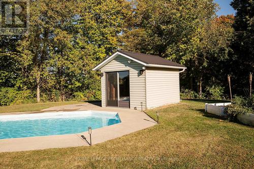 Pool with pool shed - 31 Nobes Road, Quinte West (Sidney Ward), ON - Outdoor With In Ground Pool