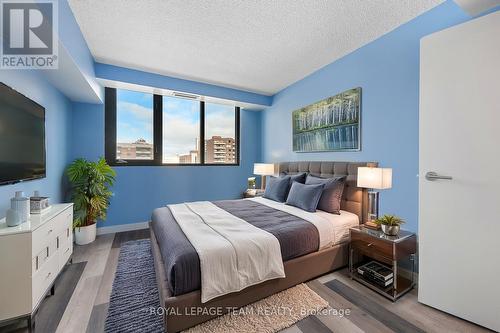 Primary Bedroom, virtually enhanced/modern style - 901 - 200 Bay Street, Ottawa, ON - Indoor Photo Showing Bedroom