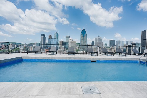 Piscine - 508-235 Rue Peel, Montréal (Le Sud-Ouest), QC - Outdoor With In Ground Pool With View