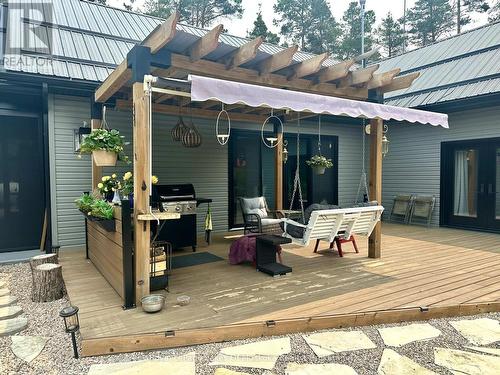 Expansive Decking with BBW Hookup and Pergola. - 679 Boulder Road, South River, ON - Outdoor With Deck Patio Veranda With Exterior