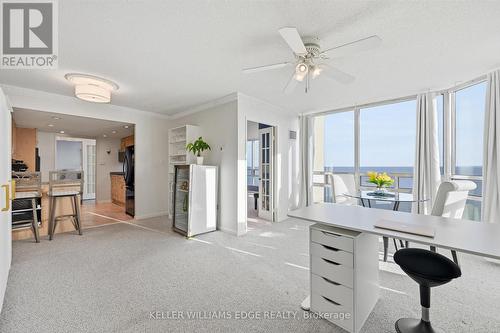Den with Bronte Harbour & Lake view - 1808 - 2170 Marine Drive, Oakville, ON - Indoor Photo Showing Dining Room