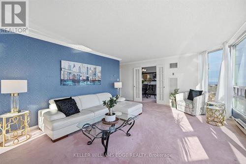 Living Room with Lake view - 1808 - 2170 Marine Drive, Oakville, ON - Indoor Photo Showing Living Room