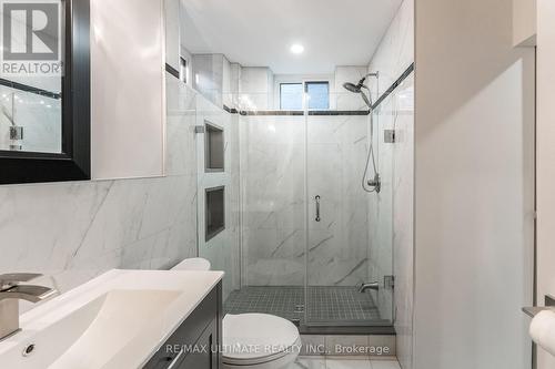 Oversize shower stall with added lower faucet - 47 Mahoney Avenue, Toronto, ON - Indoor Photo Showing Bathroom