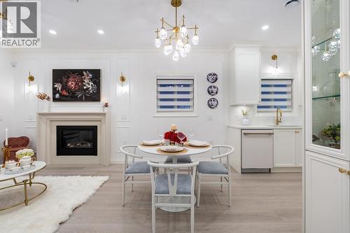 5136 Dominion Street, Burnaby, BC - Indoor Photo Showing Dining Room With Fireplace