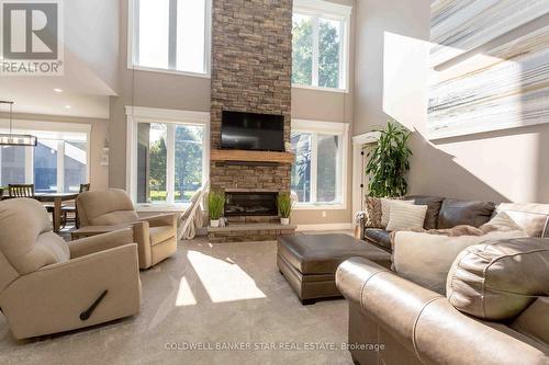 Stunning floor to ceiling fireplace. - 8037 Springwater Road, Central Elgin, ON 