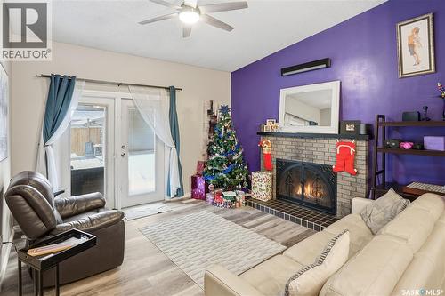 1307 Brown Street, Regina, SK - Indoor Photo Showing Living Room With Fireplace