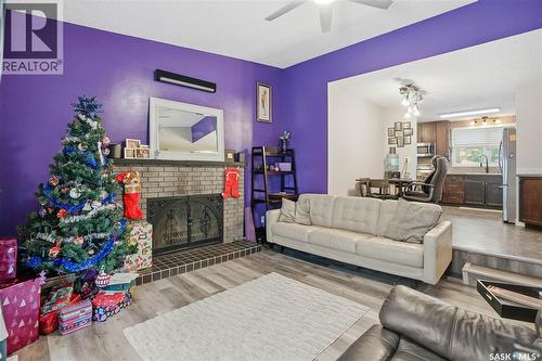 1307 Brown Street, Regina, SK - Indoor Photo Showing Living Room With Fireplace