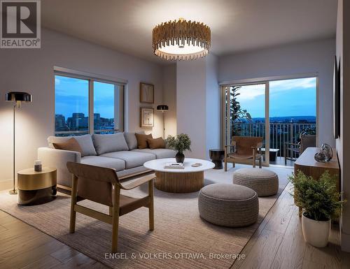 Rendering may not reflect the exact unit - 602 - 8 Blackburn Avenue, Ottawa, ON - Indoor Photo Showing Living Room