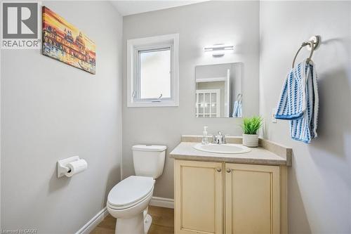 Bathroom with vanity and wood finished floors - 723 Black Cherry Street, Waterloo, ON - Indoor Photo Showing Bathroom