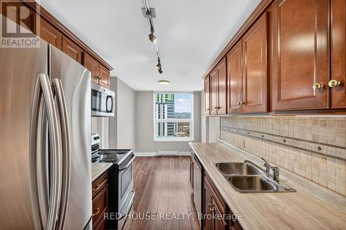 1404 - 75 Queen Street N, Hamilton, ON - Indoor Photo Showing Kitchen With Double Sink