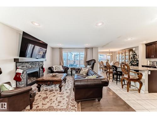 1704 158 St Sw, Edmonton, AB - Indoor Photo Showing Living Room With Fireplace
