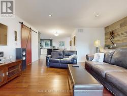 Red sliding door to primary bedroom - 