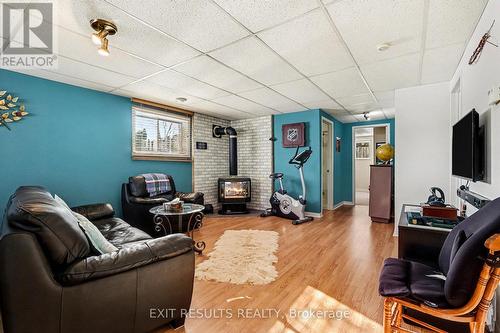 Family Room with gas stove - 245 Ivan Crescent, Cornwall, ON - Indoor With Fireplace