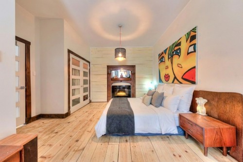 Chambre à coucher principale - 6009 Rue Louis-Hémon, Montréal (Rosemont/La Petite-Patrie), QC - Indoor With Fireplace