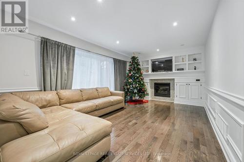 Family Room w/Gas Fireplace and Custom Cabinetry - 1302 Hillview Crescent, Oakville, ON - Indoor Photo Showing Living Room With Fireplace
