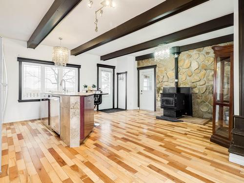 Kitchen - 31 Rg Du Quarante, Saint-Louis-De-Gonzague, QC - Indoor With Fireplace