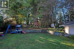 Forested back yard with playhouse - 