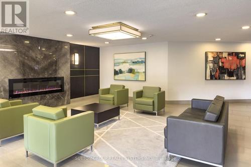 Lobby - 2107 - 820 Burnhamthorpe Road, Toronto, ON - Indoor With Fireplace