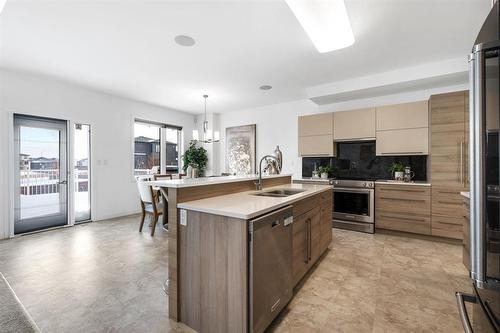 43 Trailside Crescent, Winnipeg, MB - Indoor Photo Showing Kitchen With Double Sink