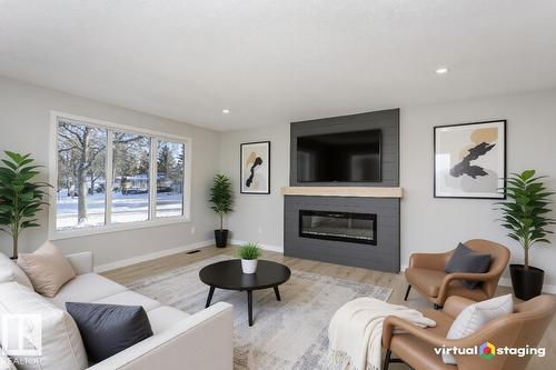 67 Lambert Cr, St. Albert, AB - Indoor Photo Showing Living Room With Fireplace