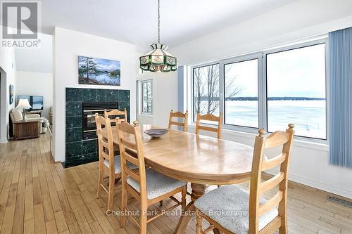 189 Point Road, Grey Highlands, ON - Indoor Photo Showing Dining Room With Fireplace