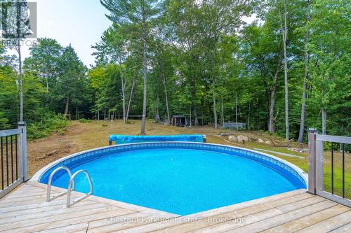 2698 Old Muskoka Road, Huntsville (Stephenson), ON - Outdoor With Above Ground Pool With Deck Patio Veranda With Backyard