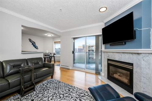 306-405 Quebec St, Victoria, BC - Indoor Photo Showing Living Room With Fireplace