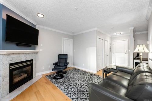 306-405 Quebec St, Victoria, BC - Indoor Photo Showing Living Room With Fireplace