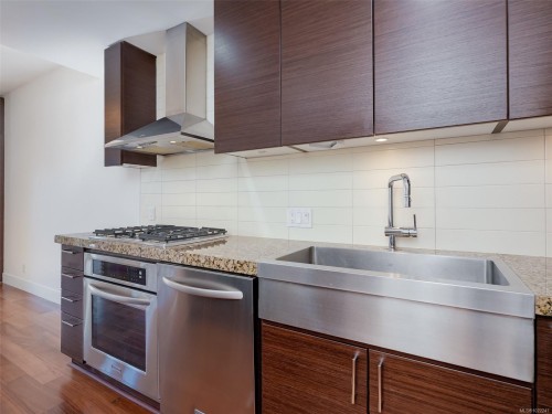 218-1400 Lynburne Pl, Langford, BC - Indoor Photo Showing Kitchen With Double Sink With Upgraded Kitchen