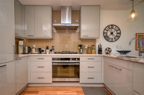 203-916 Lyall St, Esquimalt, BC - Indoor Photo Showing Kitchen With Upgraded Kitchen