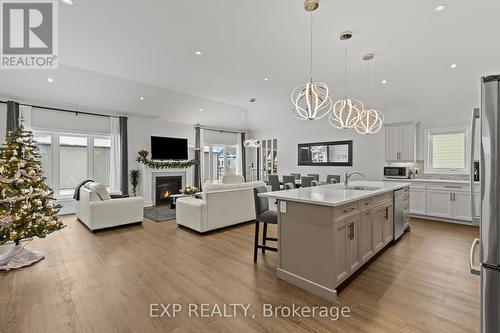 Living Room - 3571 Whispering Woods Trail, Fort Erie (Ridgeway), ON - Indoor Photo Showing Kitchen With Fireplace With Double Sink With Upgraded Kitchen