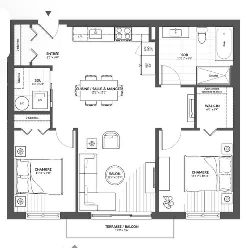 Plan (croquis) - 402-4325 Rue Des Dirigeables, Longueuil (Saint-Hubert), QC - Other