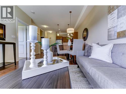 Pictures are from a similar one bedroom staged unit. - 3220 Skyview Lane Unit# 202, West Kelowna, BC - Indoor Photo Showing Living Room