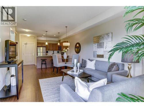 Pictures are from a similar one bedroom staged unit. - 3220 Skyview Lane Unit# 202, West Kelowna, BC - Indoor Photo Showing Living Room
