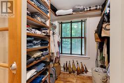 Primary bedroom walk-in closet with window - 