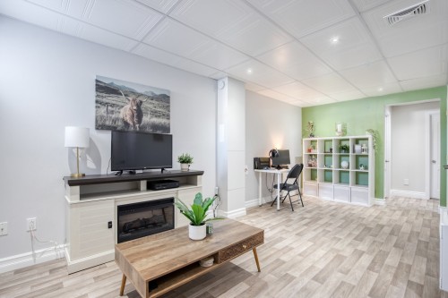 Salle familiale - 178 Rue St-Germain, Saint-Hugues, QC - Indoor Photo Showing Other Room With Fireplace