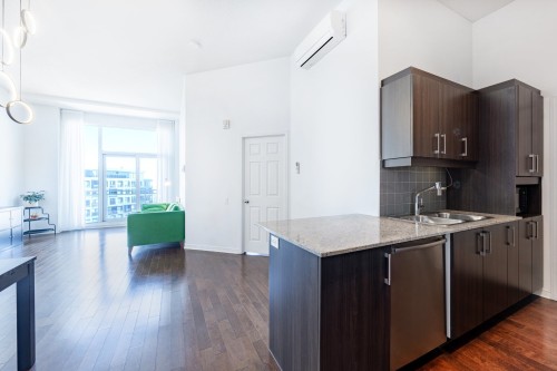 Living Room - 1212-4975 Rue Jean-Talon O., Montréal (Côte-Des-Neiges/Notre-Dame-De-Grâce), QC - Indoor Photo Showing Kitchen With Double Sink