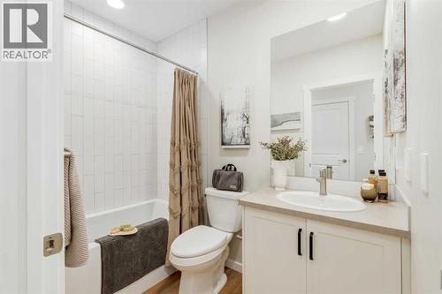 PLEASE NOTE: Photos are of a finished Showhome of the same model – fit and finish may differ on finished spec home. Interior selections and floorplans shown in photos - 154 Bartlett Crescent Se, Calgary, AB - Indoor Photo Showing Bathroom
