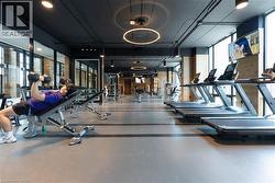 Exercise room with a wall of windows - 