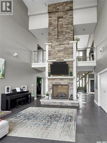 Prairie View Acreage, Brock Rm No. 64, SK - Indoor With Fireplace